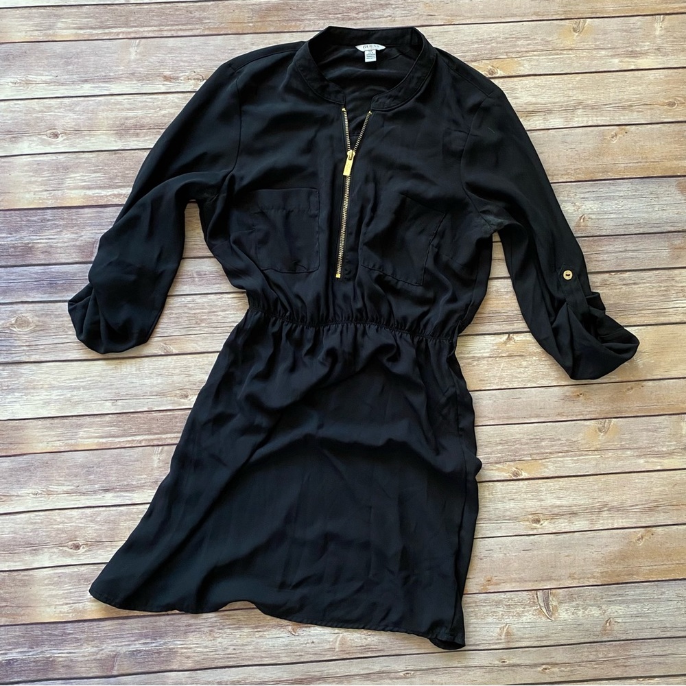 GUESS zipper-front Black Dress